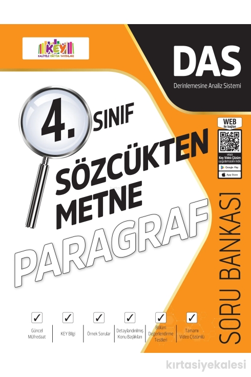 Key Kaliteli Eğitim Yayınları 4. Sınıf Sözcükten Metne Paragraf Soru Bankası