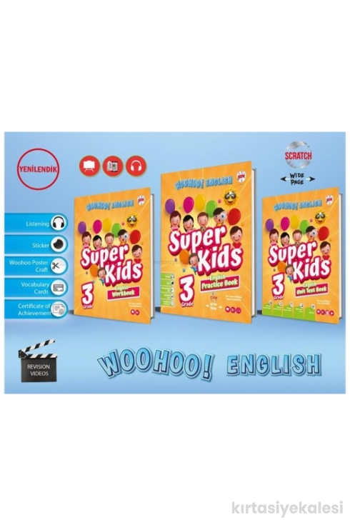 Kırmızı Beyaz Yayıncılık 3. Sınıf Woohoo! English Super Kids (Practice Book+ Workbook + Unit Test Book)