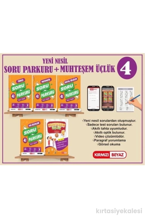 Kırmızı Beyaz Yayıncılık 4. Sınıf Yeni Nesil Soru Parkuru Seti + Muhteşem Üçlük 5 Kitap