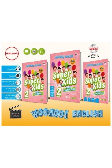 Kırmızı Beyaz Yayıncılık 2. Sınıf Woohoo! English Super Kids (Practice Book+ Workbook + Unit Test Book)