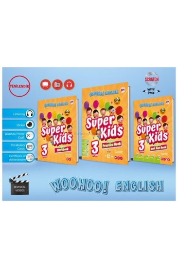 Kırmızı Beyaz Yayıncılık 3. Sınıf Woohoo! English Super Kids (Practice Book+ Workbook + Unit Test Book)