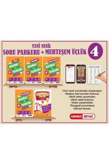 Kırmızı Beyaz Yayıncılık 4. Sınıf Yeni Nesil Soru Parkuru Seti + Muhteşem Üçlük 5 Kitap