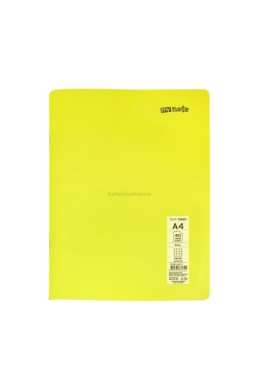 Mynote Text Neon 40 Yaprak Kareli Plastik Kapak Defter A4